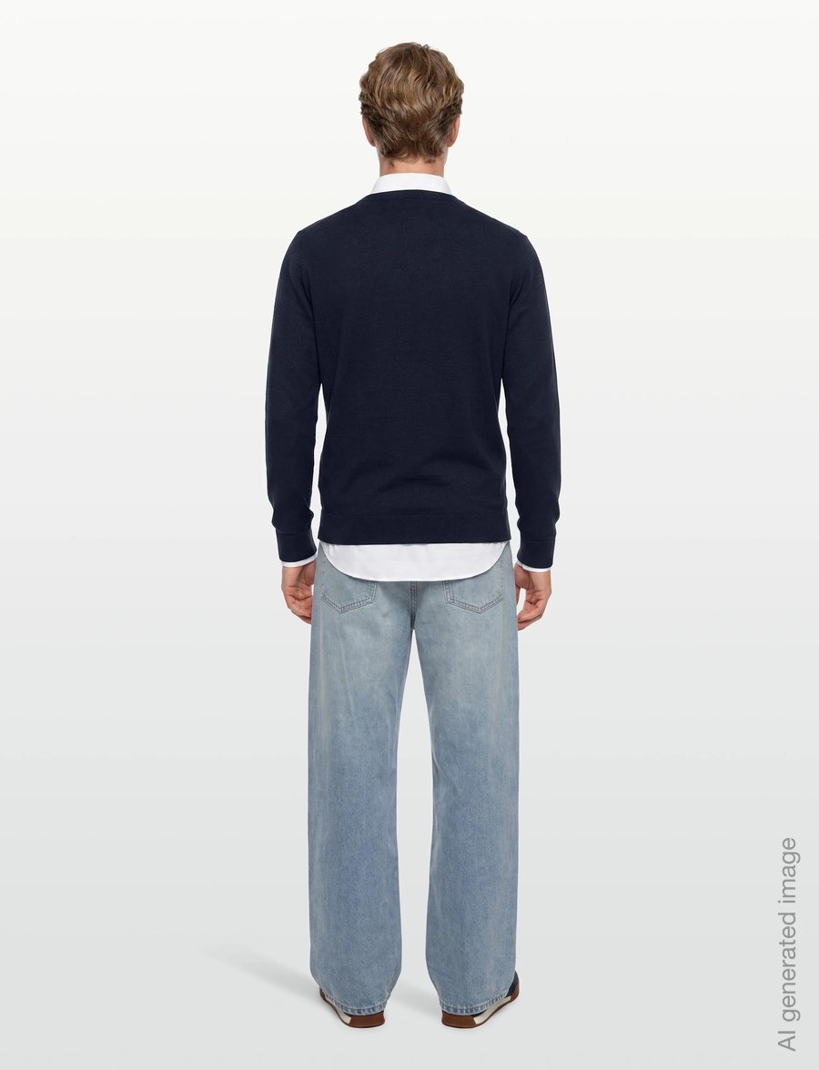 Maison Kitsune - TRICOLOR FOX PATCH CLASSIC R-NECK JUMPER - rundhals - navy - 4