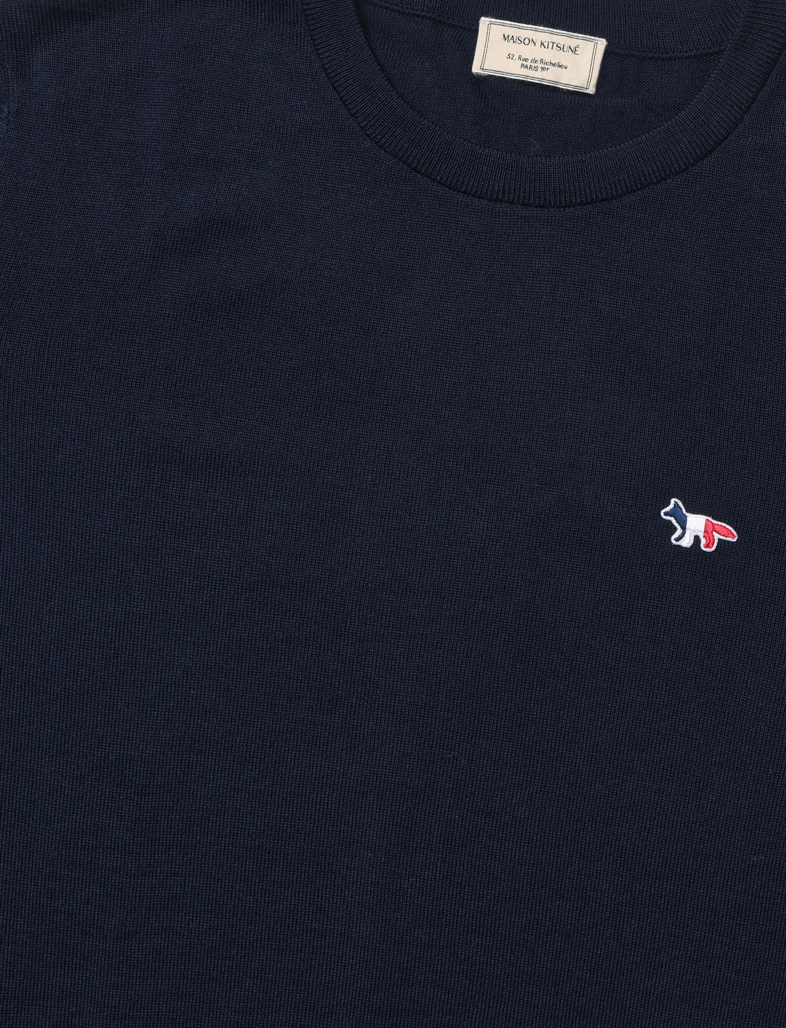 Maison Kitsune - TRICOLOR FOX PATCH CLASSIC R-NECK JUMPER - navy - 2