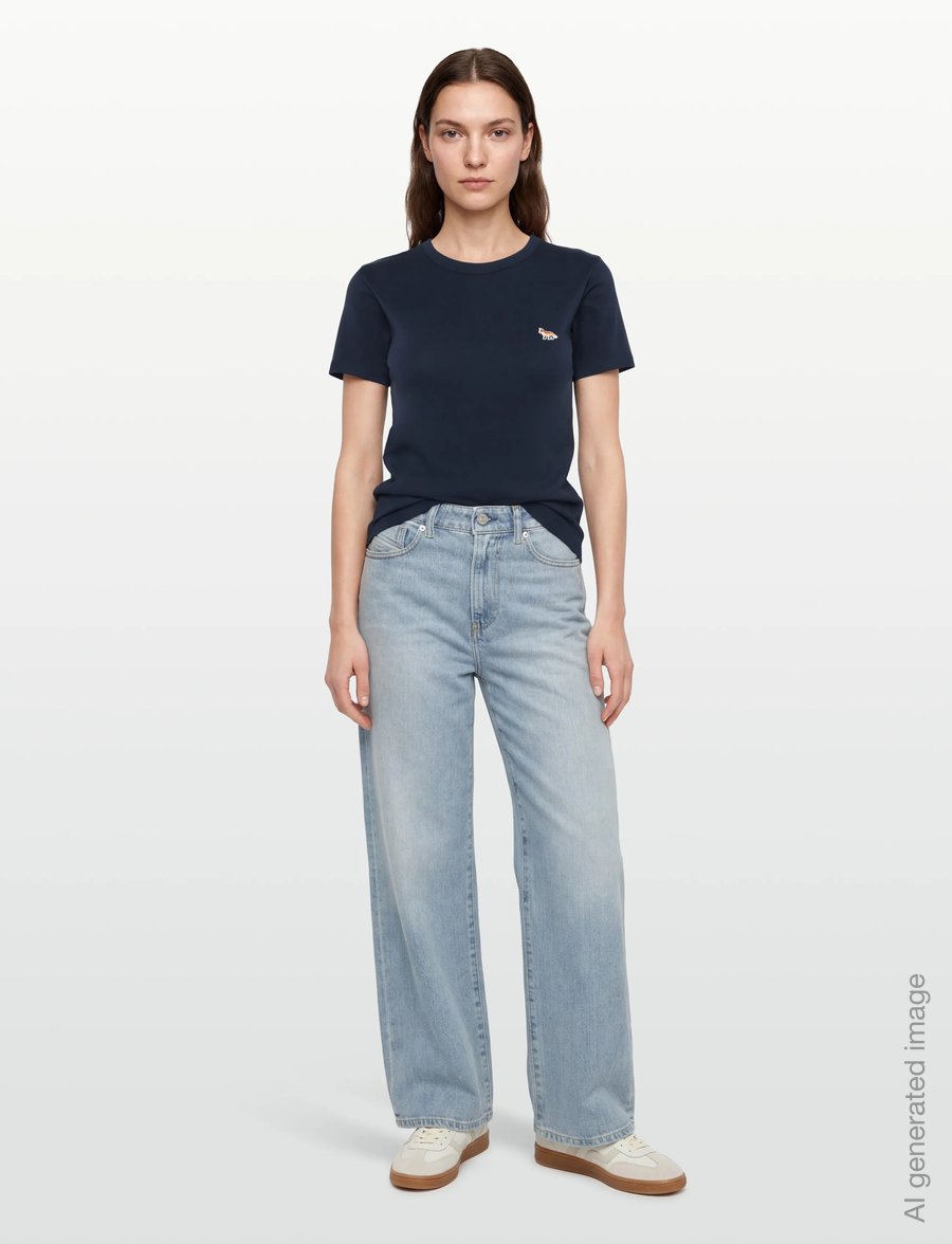 Maison Kitsune - PROFILE FOX PATCH FITTED TEE-SHIRT - t-shirts - navy - 0