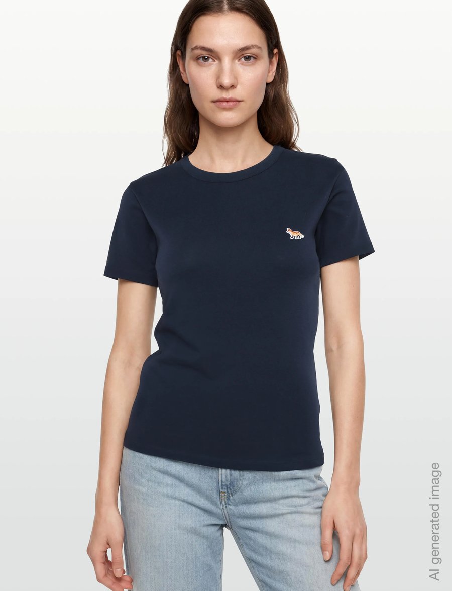 Maison Kitsune - PROFILE FOX PATCH FITTED TEE-SHIRT - t-shirts - navy - 3