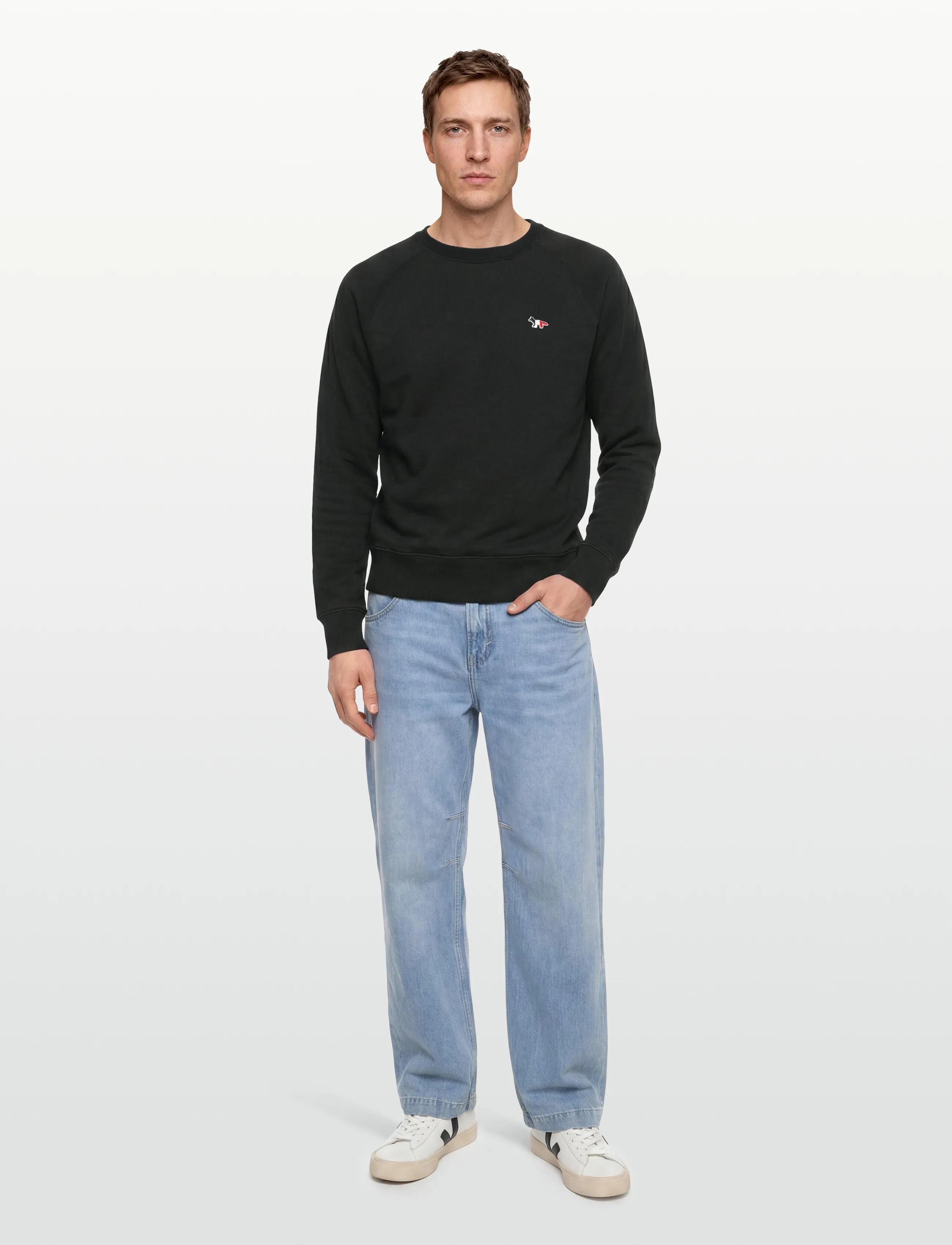 Maison Kitsune - TRICOLOR FOX PATCH ADJUSTED SWEATSHIRT - sweatshirts - black - 0