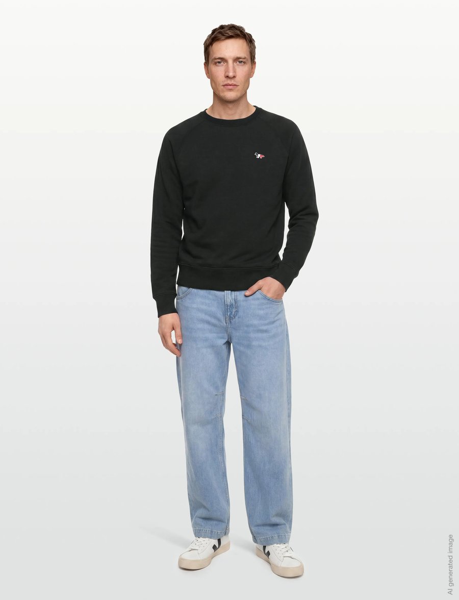 Maison Kitsune - TRICOLOR FOX PATCH ADJUSTED SWEATSHIRT - sweatshirts - black - 0