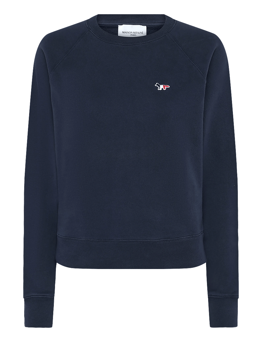 Maison Kitsune - TRICOLOR FOX PATCH ADJUSTED SWEATSHIRT - dressipluusid - navy - 1