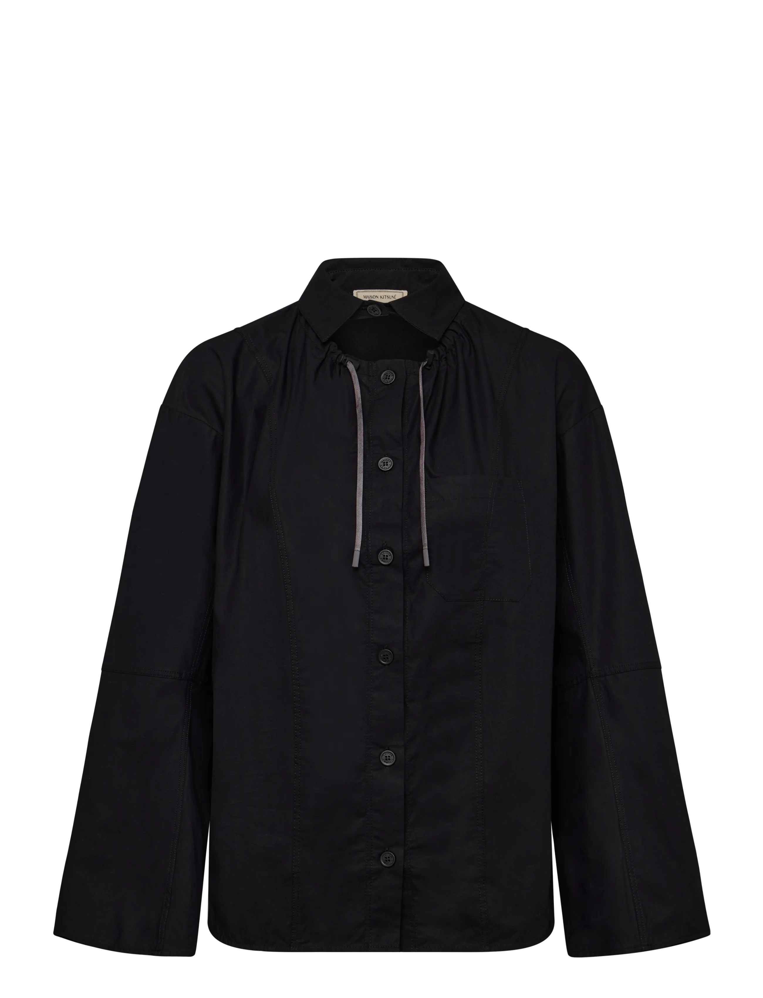 Maison Kitsune Drawstring Pannel Shirt, Kvinder, Snøreskjorte, Sort, Str: 38