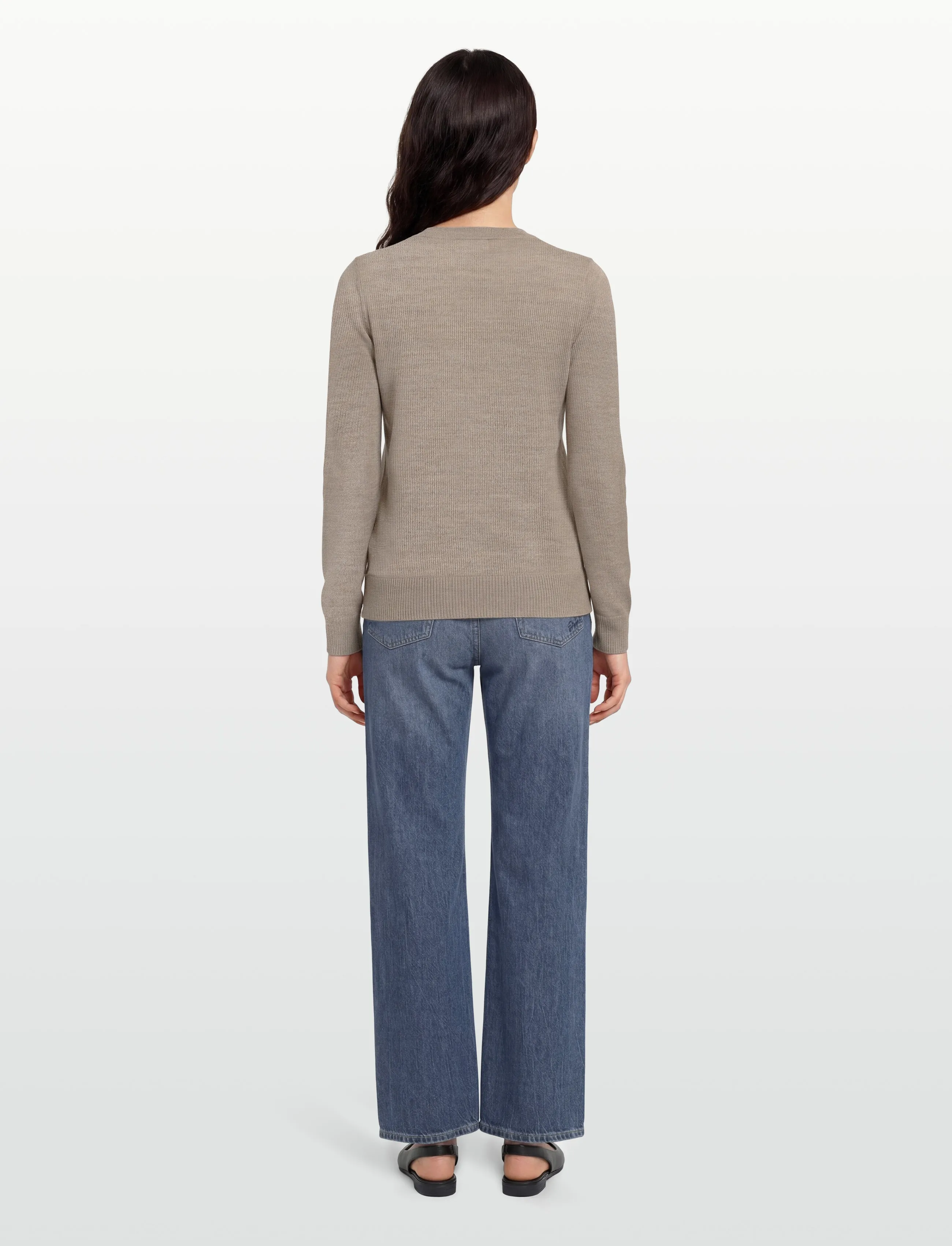 Maison Kitsune - MERINOS R-NECK PULLOVER FOX HEAD PATCH - striktrøjer - beige melange - 4