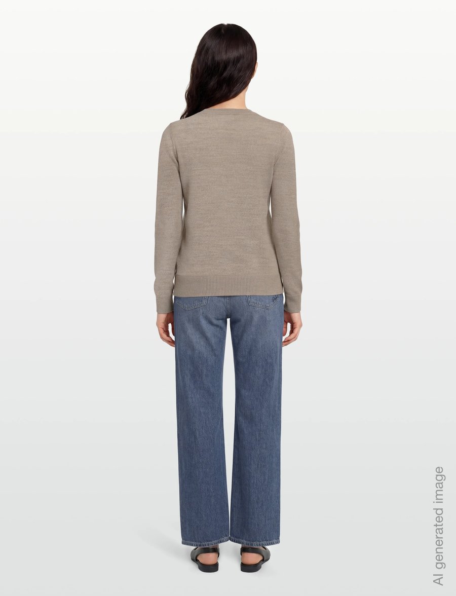 Maison Kitsune - MERINOS R-NECK PULLOVER FOX HEAD PATCH - pullover - beige melange - 4