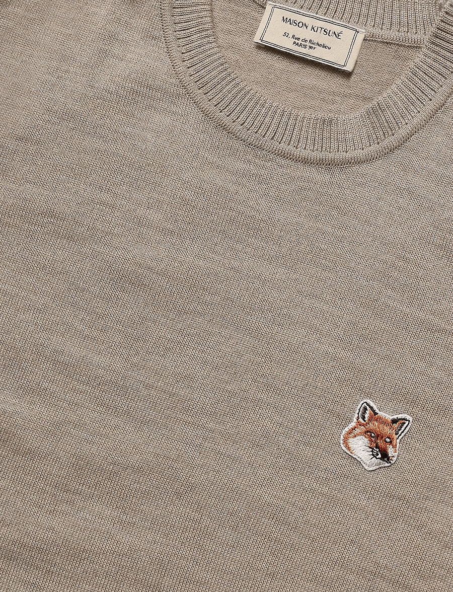 Maison Kitsune - MERINOS R-NECK PULLOVER FOX HEAD PATCH - pullover - beige melange - 5