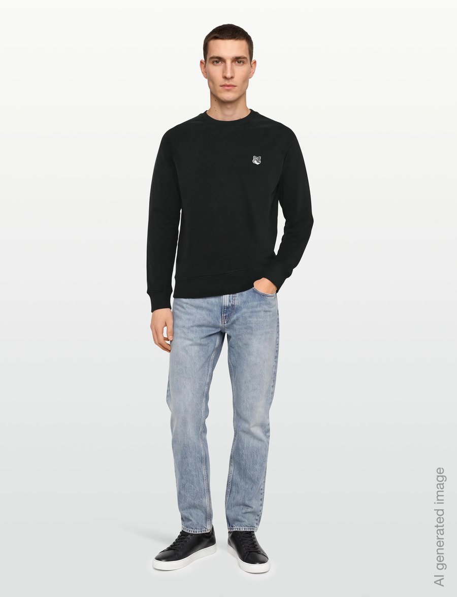 Maison Kitsune - GREY FOX HEAD PATCH CLASSIC SWEATSHIRT - kläder - black - 0
