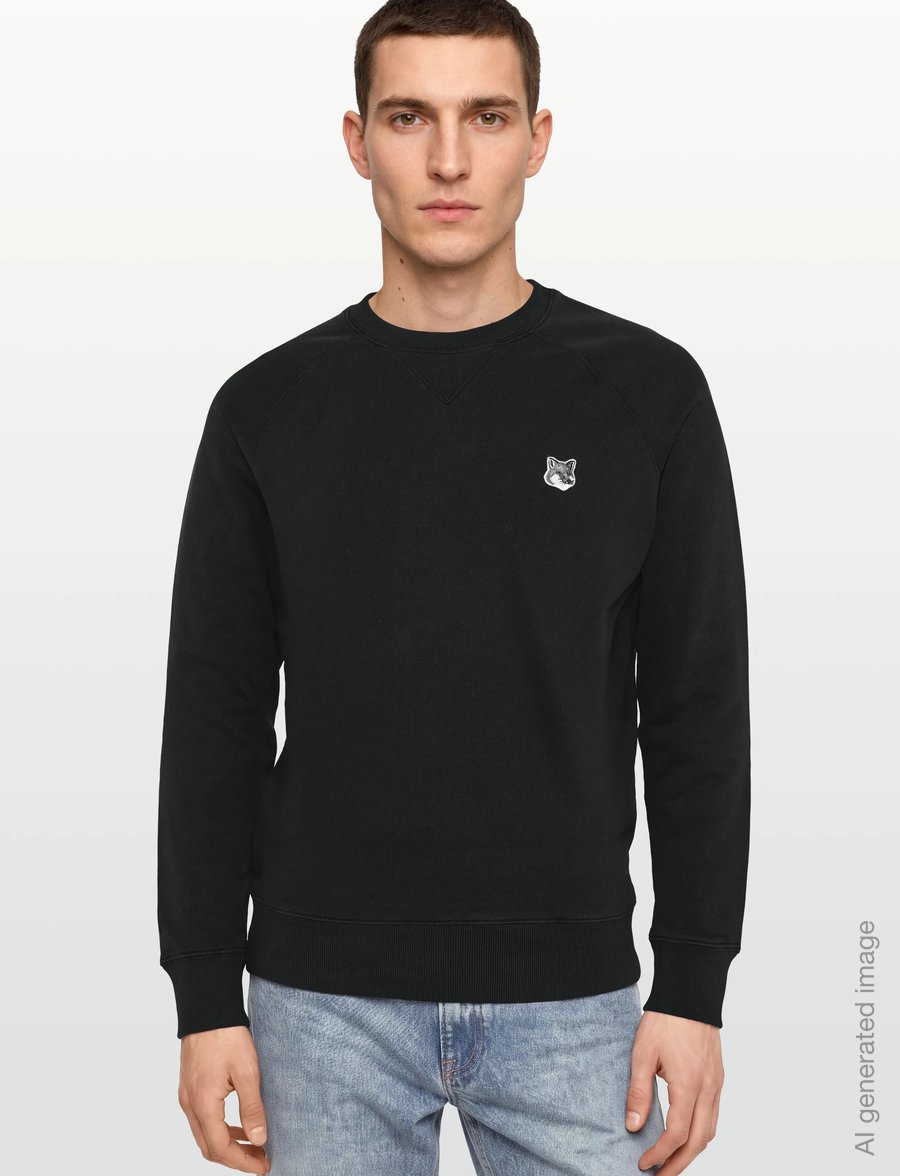 Maison Kitsune - GREY FOX HEAD PATCH CLASSIC SWEATSHIRT - kläder - black - 3