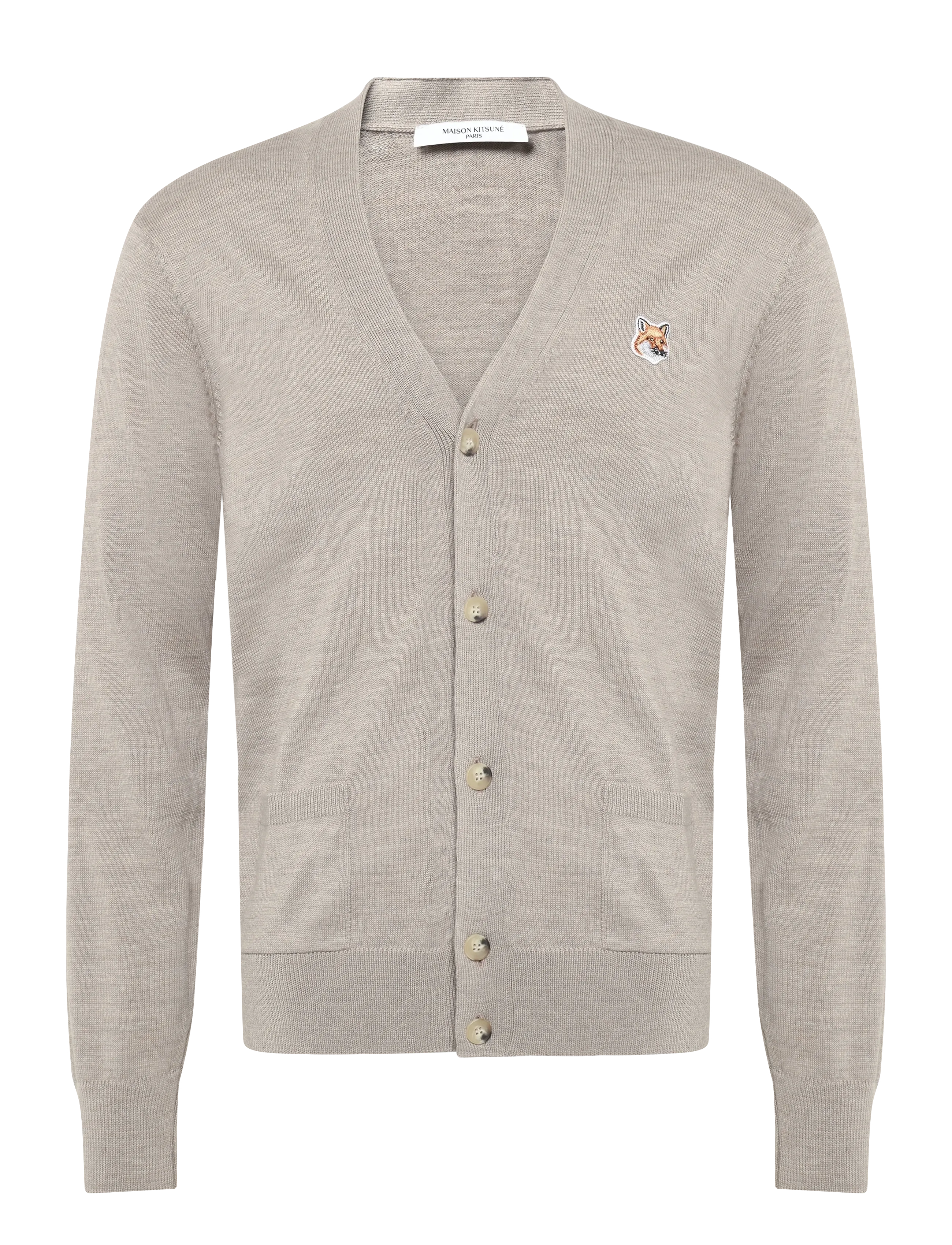 Maison Kitsune FOX HEAD PATCH CLASSIC CARDIGAN - Vetements - BEIGE MELANGE / beige