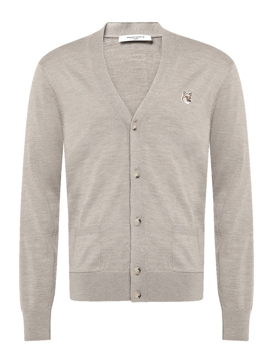 Maison Kitsune - FOX HEAD PATCH CLASSIC CARDIGAN - strickjacken - beige melange - 0