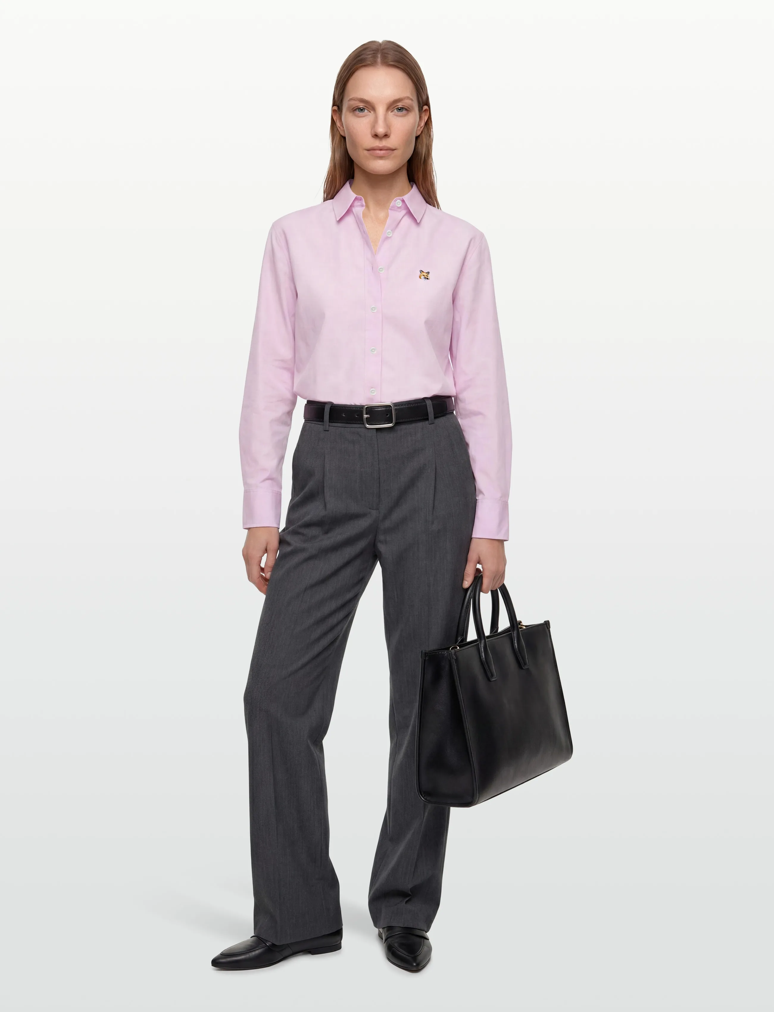 Maison Kitsune FOX HEAD EMBROIDERY CLASSIC SHIRT - Shirts - LIGHT PINK / pink/rose