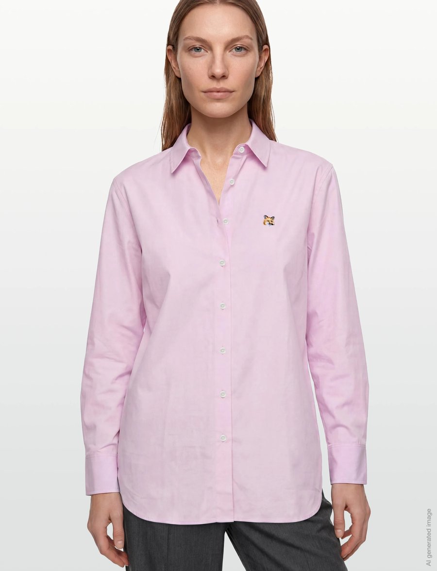 Maison Kitsune - FOX HEAD EMBROIDERY CLASSIC SHIRT - long-sleeved shirts - light pink - 3