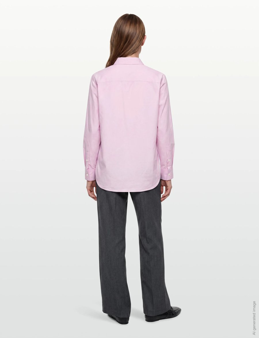 Maison Kitsune - FOX HEAD EMBROIDERY CLASSIC SHIRT - long-sleeved shirts - light pink - 4