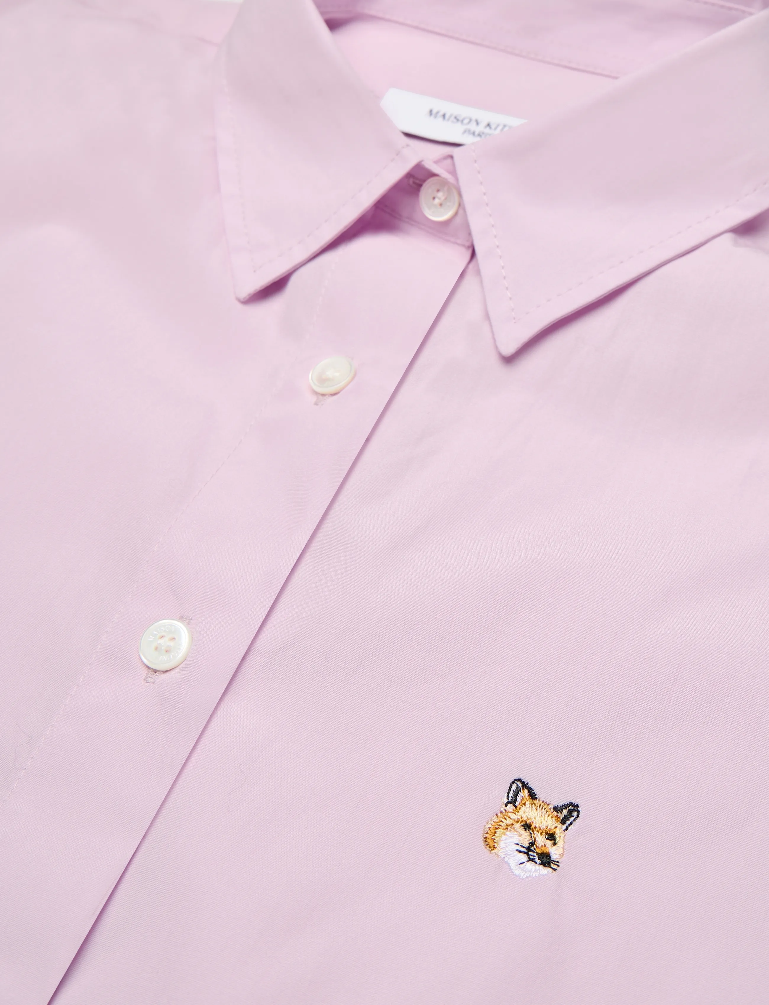 Maison Kitsune - FOX HEAD EMBROIDERY CLASSIC SHIRT - long-sleeved shirts - light pink - 5