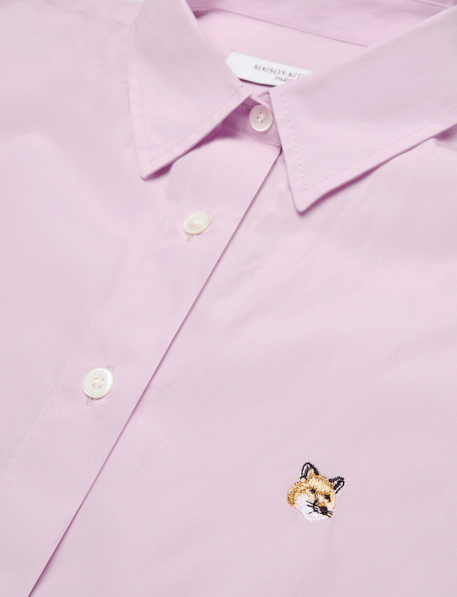 Maison Kitsune - FOX HEAD EMBROIDERY CLASSIC SHIRT - long-sleeved shirts - light pink - 5