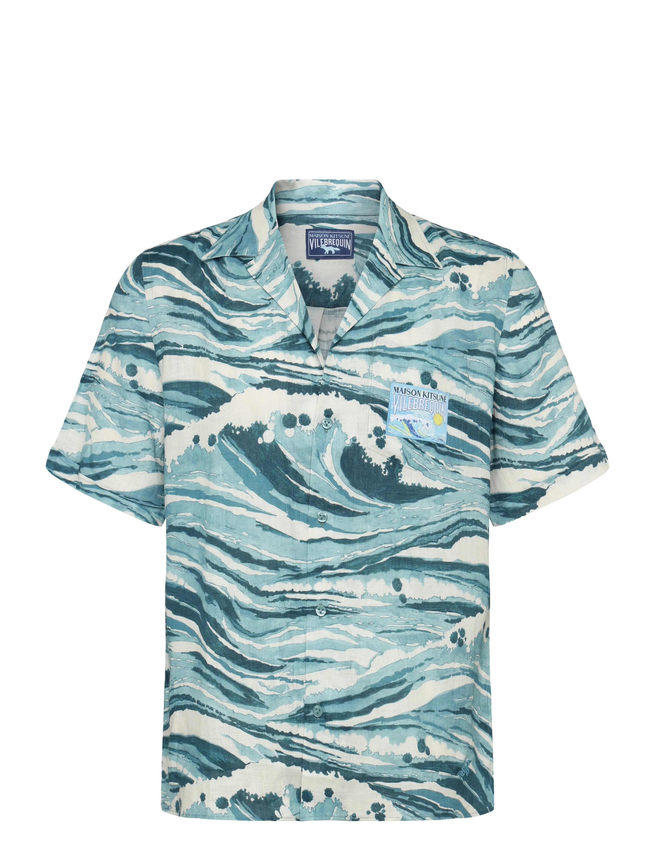 Maison Kitsune MAISON KITSUNE  x VILEBREQUIN CHARLI SHIRT - Skjorter - STORM BLUE DESIGN / blue