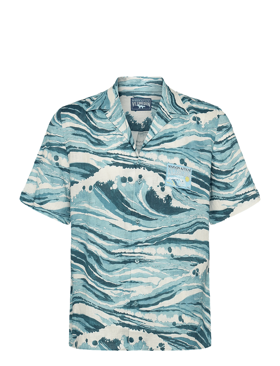 Maison Kitsune - MAISON KITSUNE x VILEBREQUIN CHARLI SHIRT - pattern shirts - storm blue design - 1