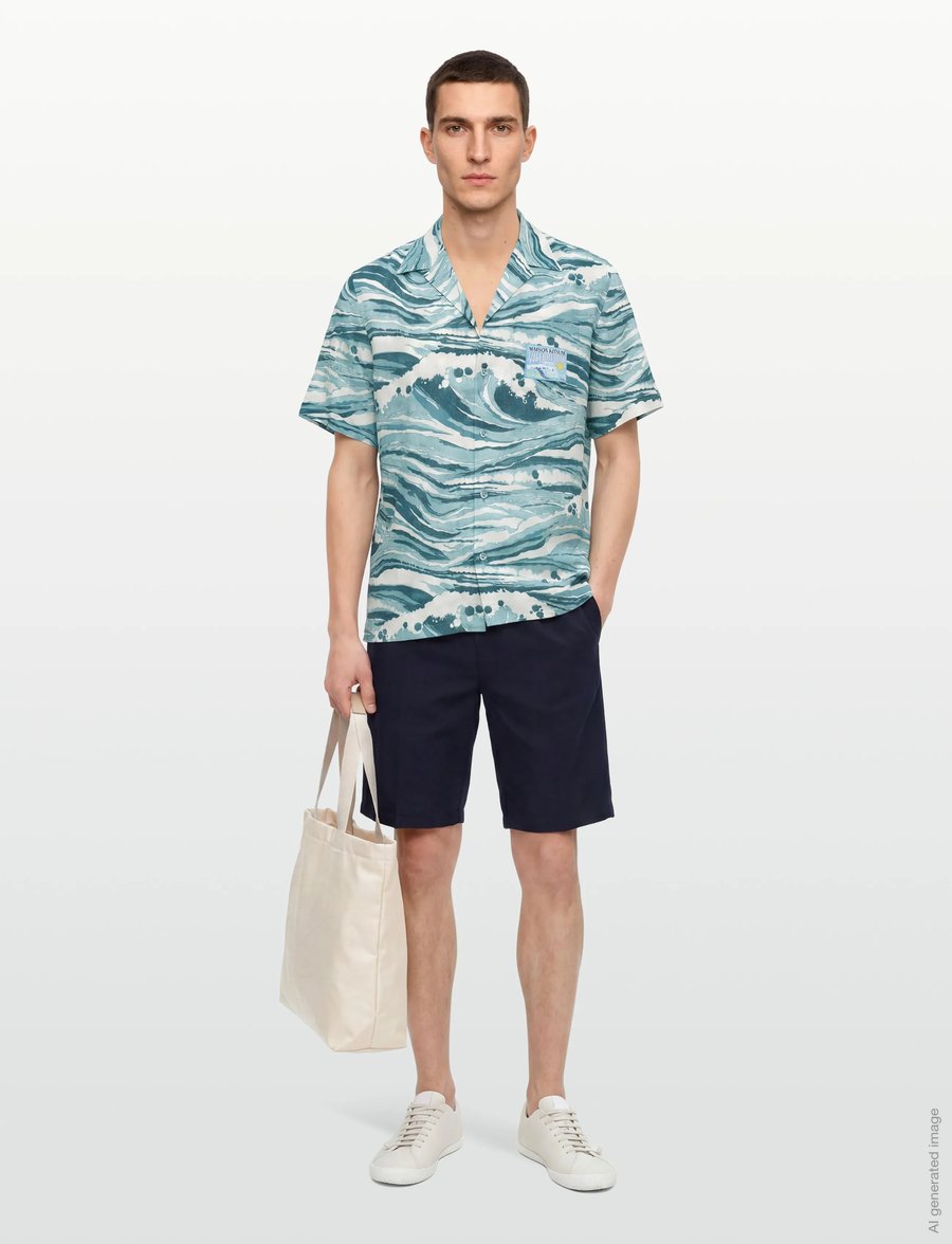 Maison Kitsune - MAISON KITSUNE x VILEBREQUIN CHARLI SHIRT - pattern shirts - storm blue design - 0