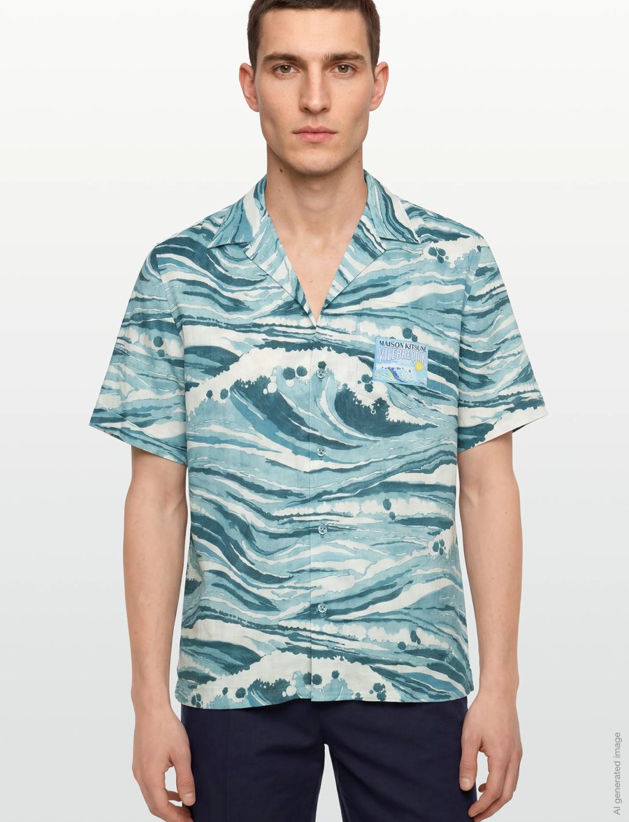 Maison Kitsune - MAISON KITSUNE x VILEBREQUIN CHARLI SHIRT - pattern shirts - storm blue design - 3