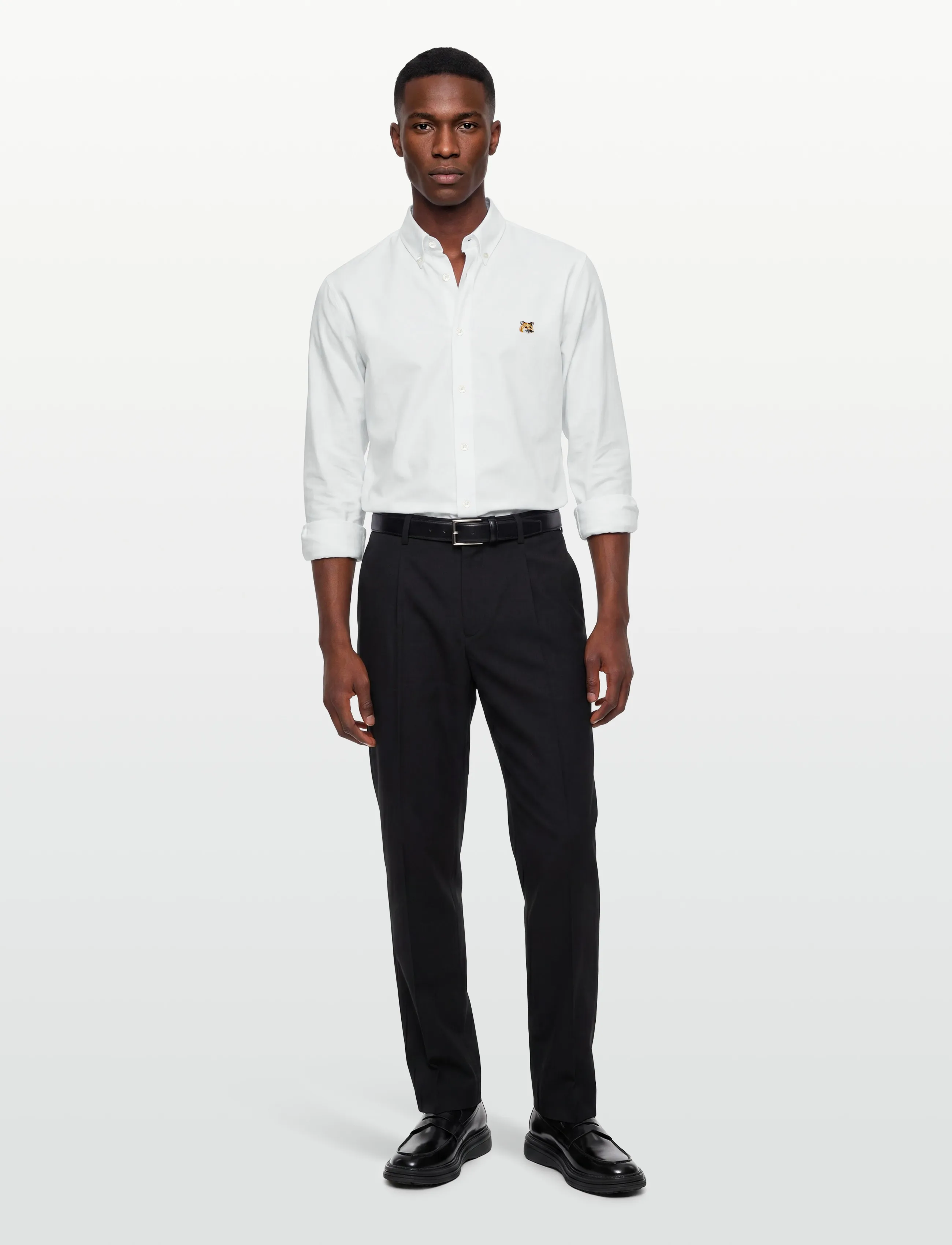Maison Kitsune - FOX HEAD EMBROIDERY CLASSIC SHIRT - white - 0