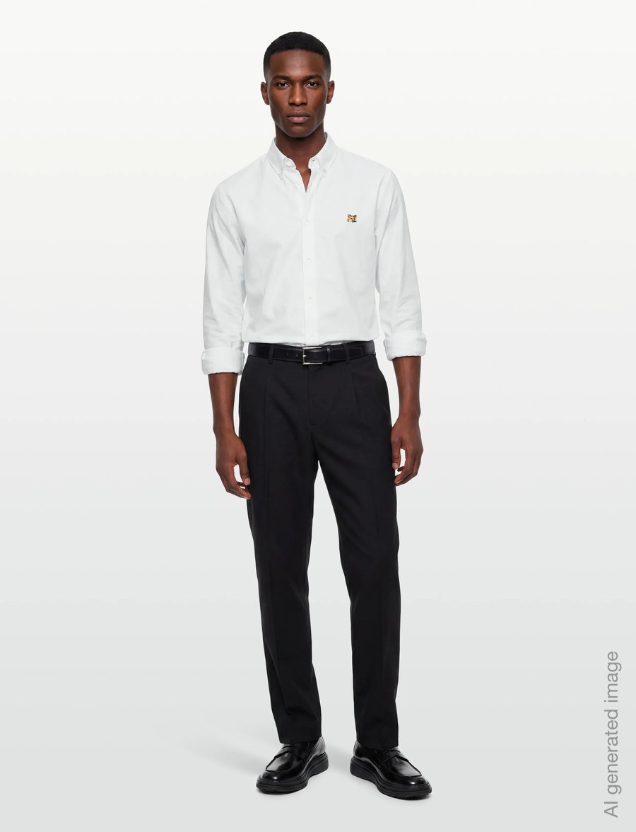 Maison Kitsune - FOX HEAD EMBROIDERY CLASSIC SHIRT - oxford-skjorter - white - 0