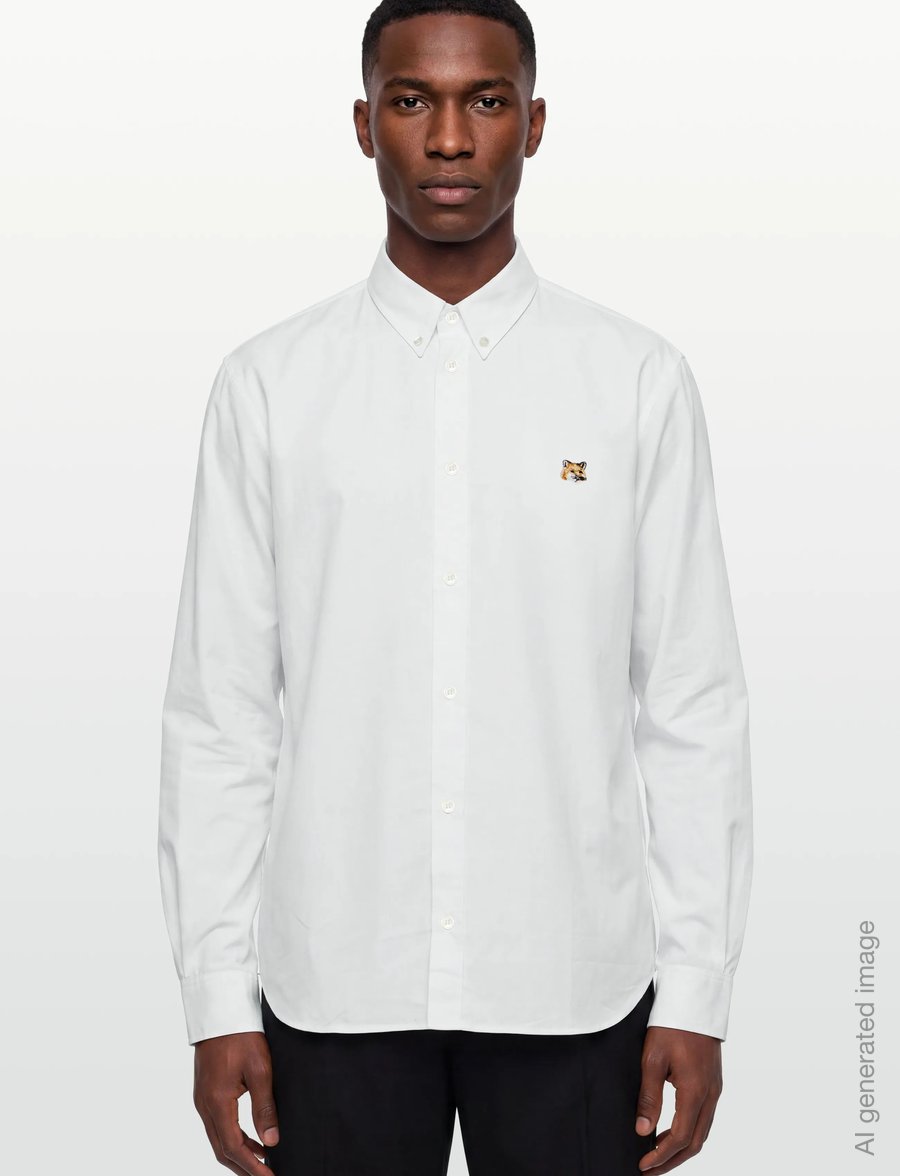 Maison Kitsune - FOX HEAD EMBROIDERY CLASSIC SHIRT - oxford-skjorter - white - 3