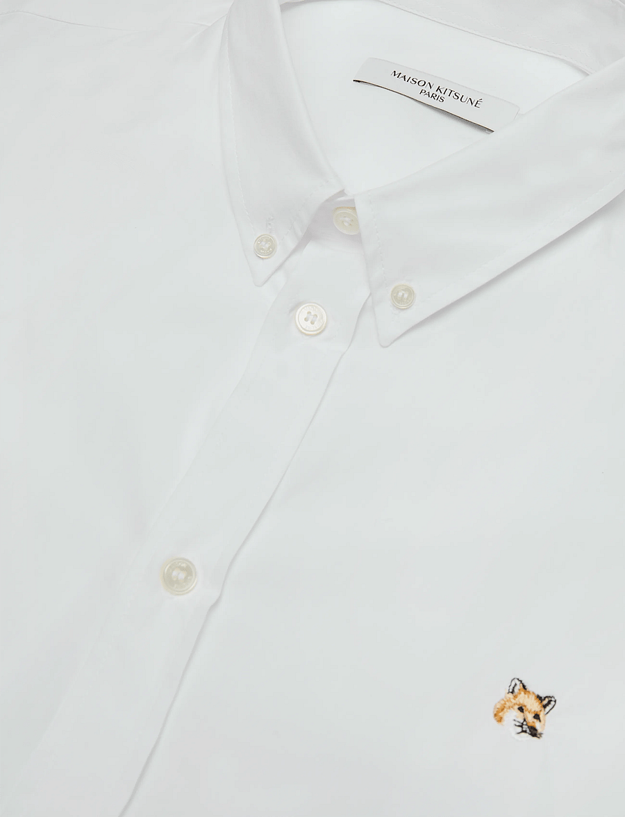 Maison Kitsune - FOX HEAD EMBROIDERY CLASSIC SHIRT - oxford-skjorter - white - 5