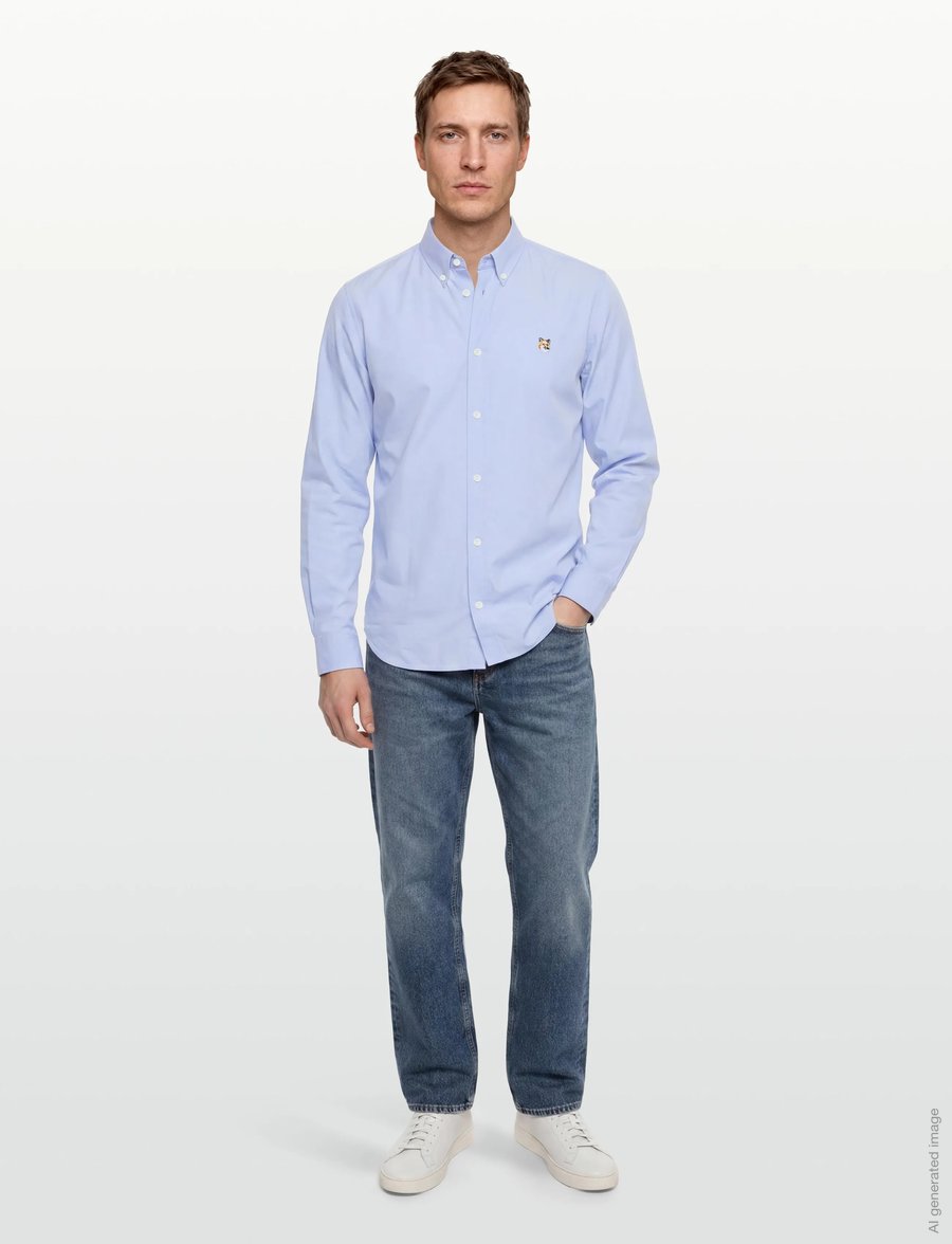 Maison Kitsune - FOX HEAD EMBROIDERY CLASSIC SHIRT - oxford-hemden - light blue - 0