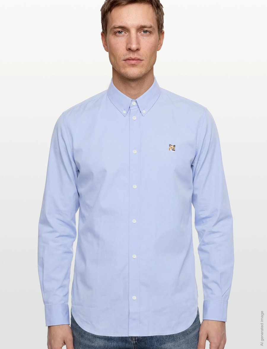 Maison Kitsune - FOX HEAD EMBROIDERY CLASSIC SHIRT - oxford-hemden - light blue - 3