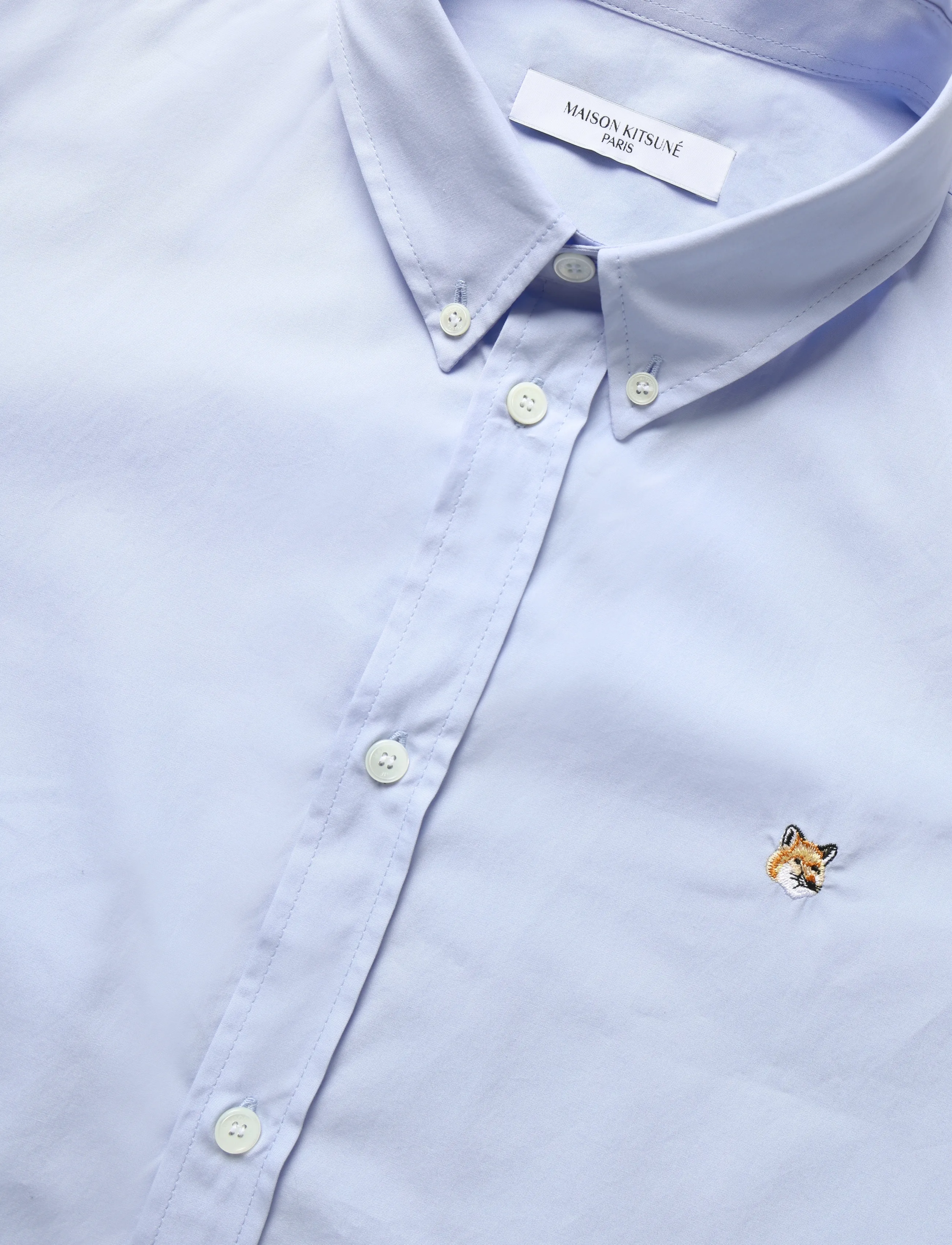 Maison Kitsune - FOX HEAD EMBROIDERY CLASSIC SHIRT - light blue - 2