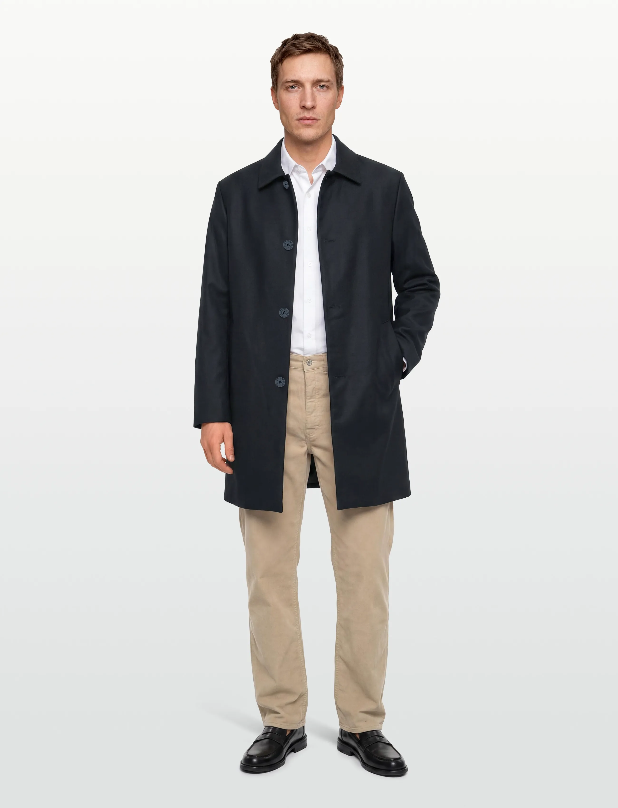 Maison Kitsune Bill Coat, Mænd, Mac Frakke, Navy, Str: S