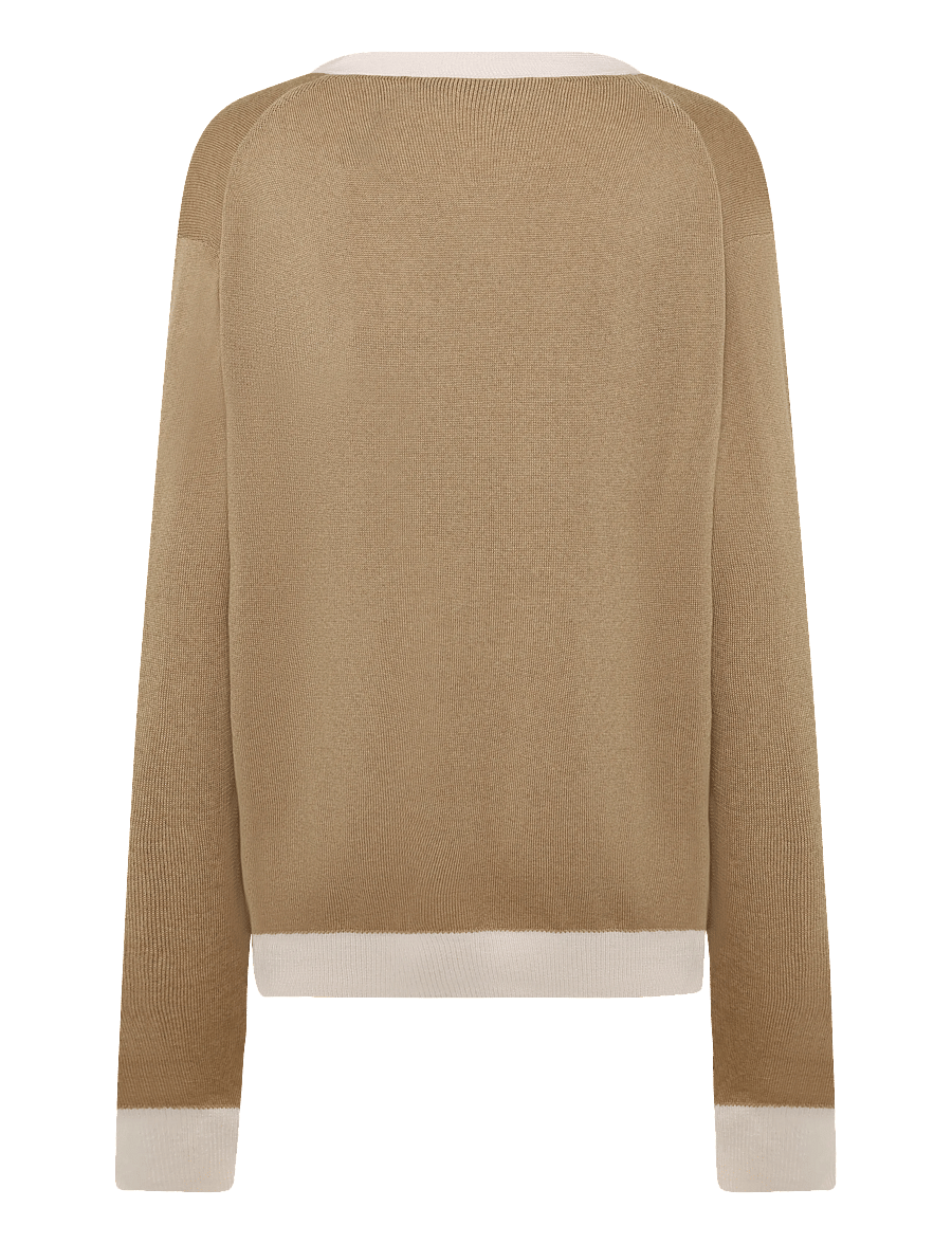 Maison Kitsune - BABY FOX PATCH BI-COLOR CLASSIC CARDIGAN - koftor - beige - 1