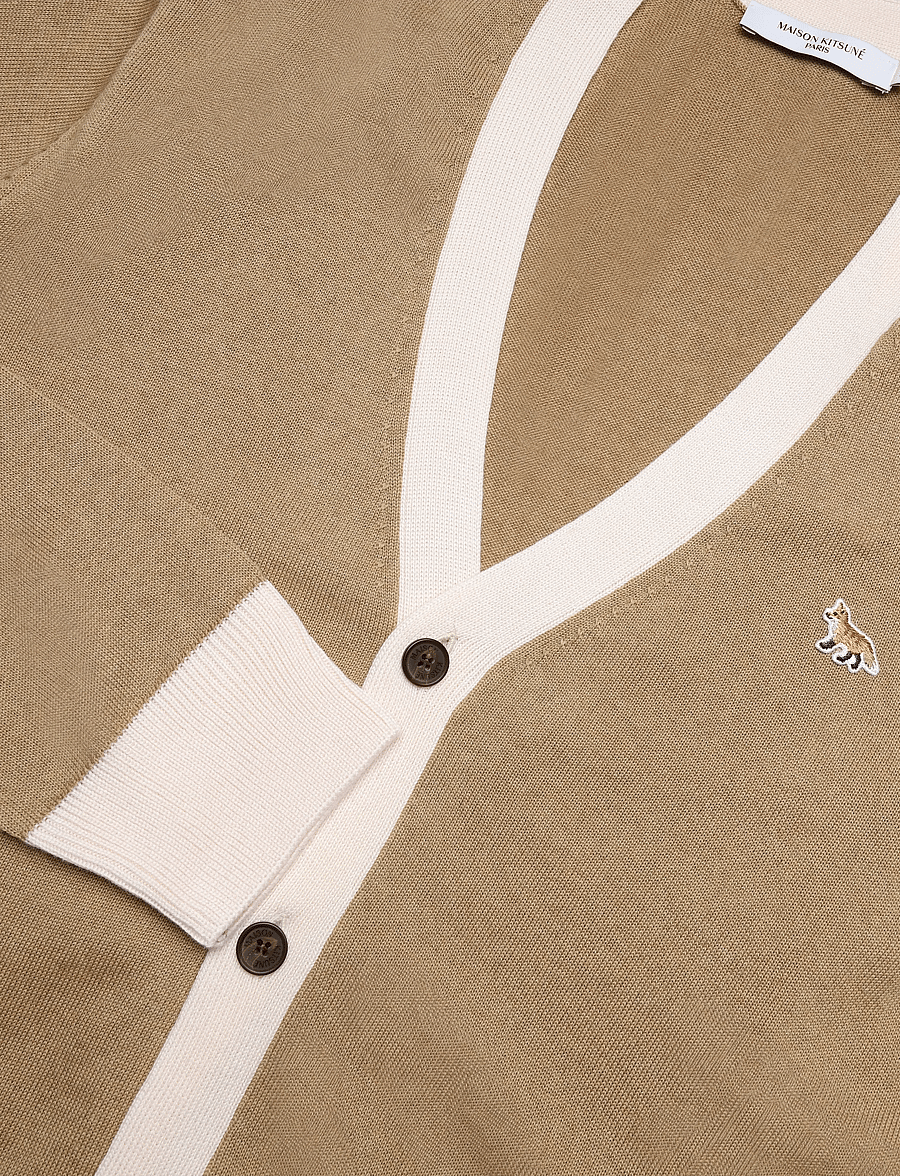 Maison Kitsune - BABY FOX PATCH BI-COLOR CLASSIC CARDIGAN - koftor - beige - 2