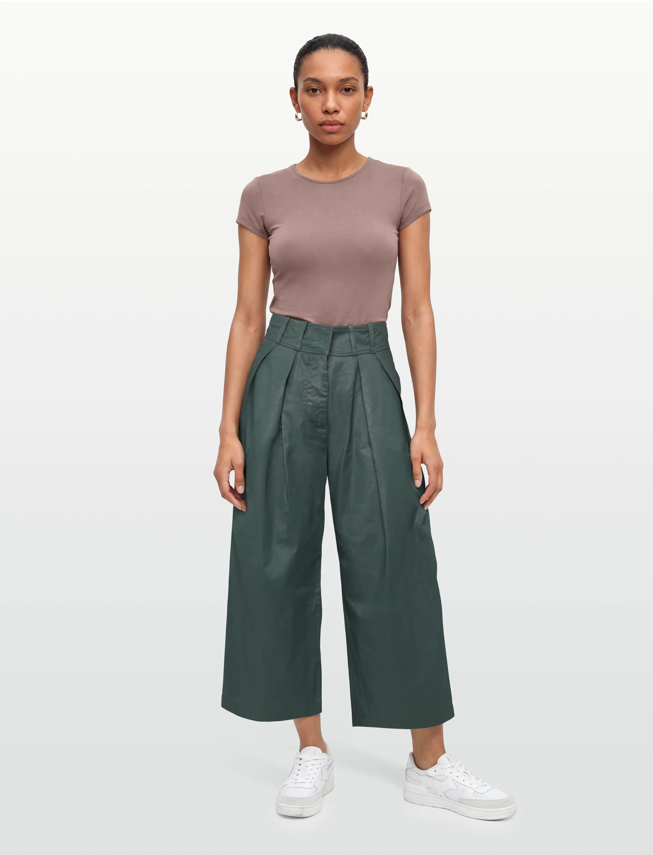 Maison Kitsune Japanese Pants, 40, Trousers, Grün - Wide Leg, Frauen
