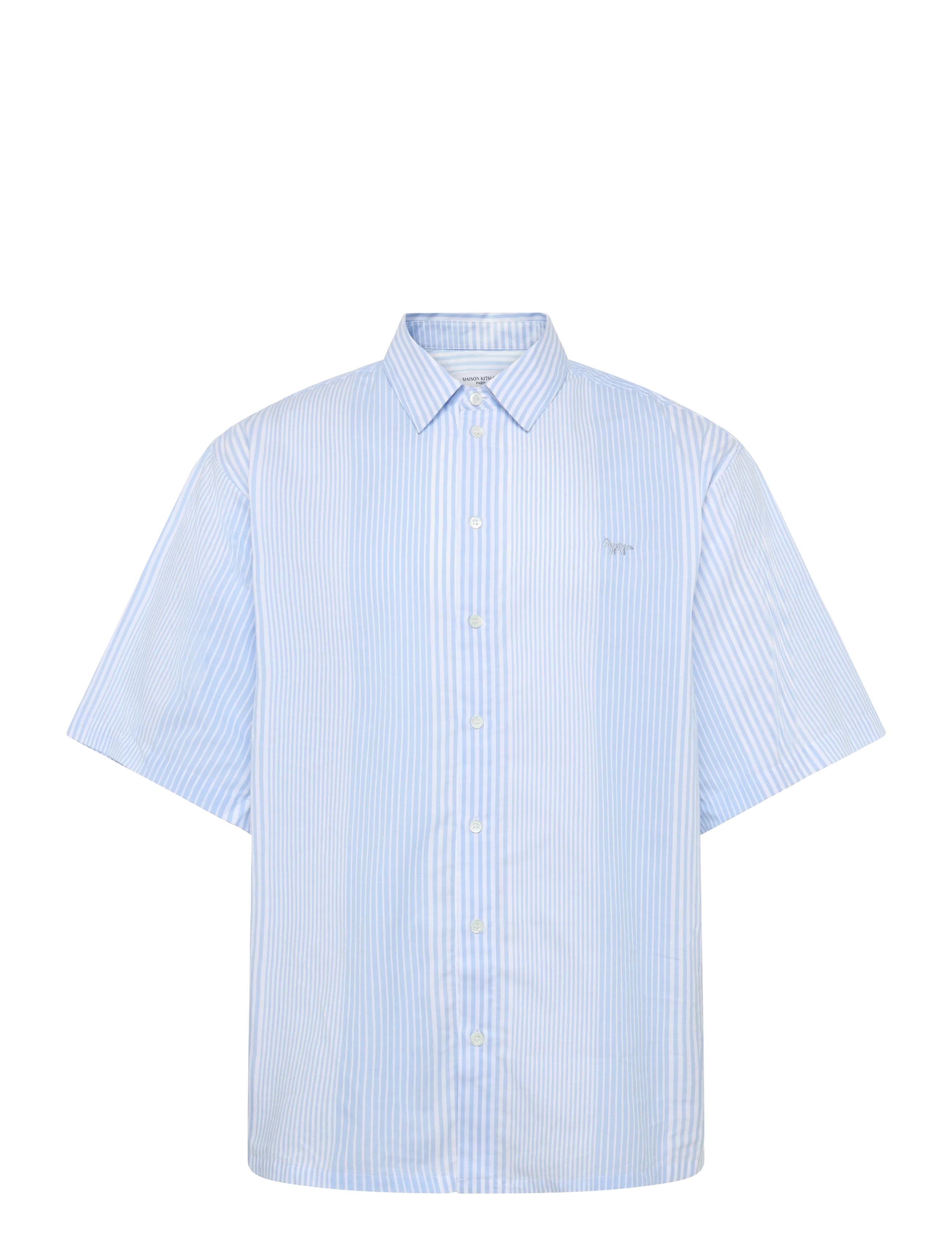 Maison Kitsune OVERSIZED SHORT SLEEVE SHIRT - Triibulised särgid - LIGHT BLUE STRIPES / blue