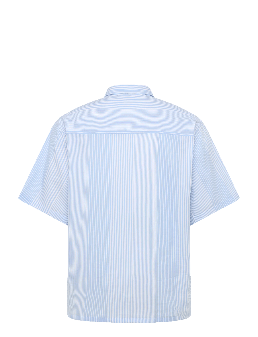 Maison Kitsune - OVERSIZED SHORT SLEEVE SHIRT - gestreifte hemden - light blue stripes - 1