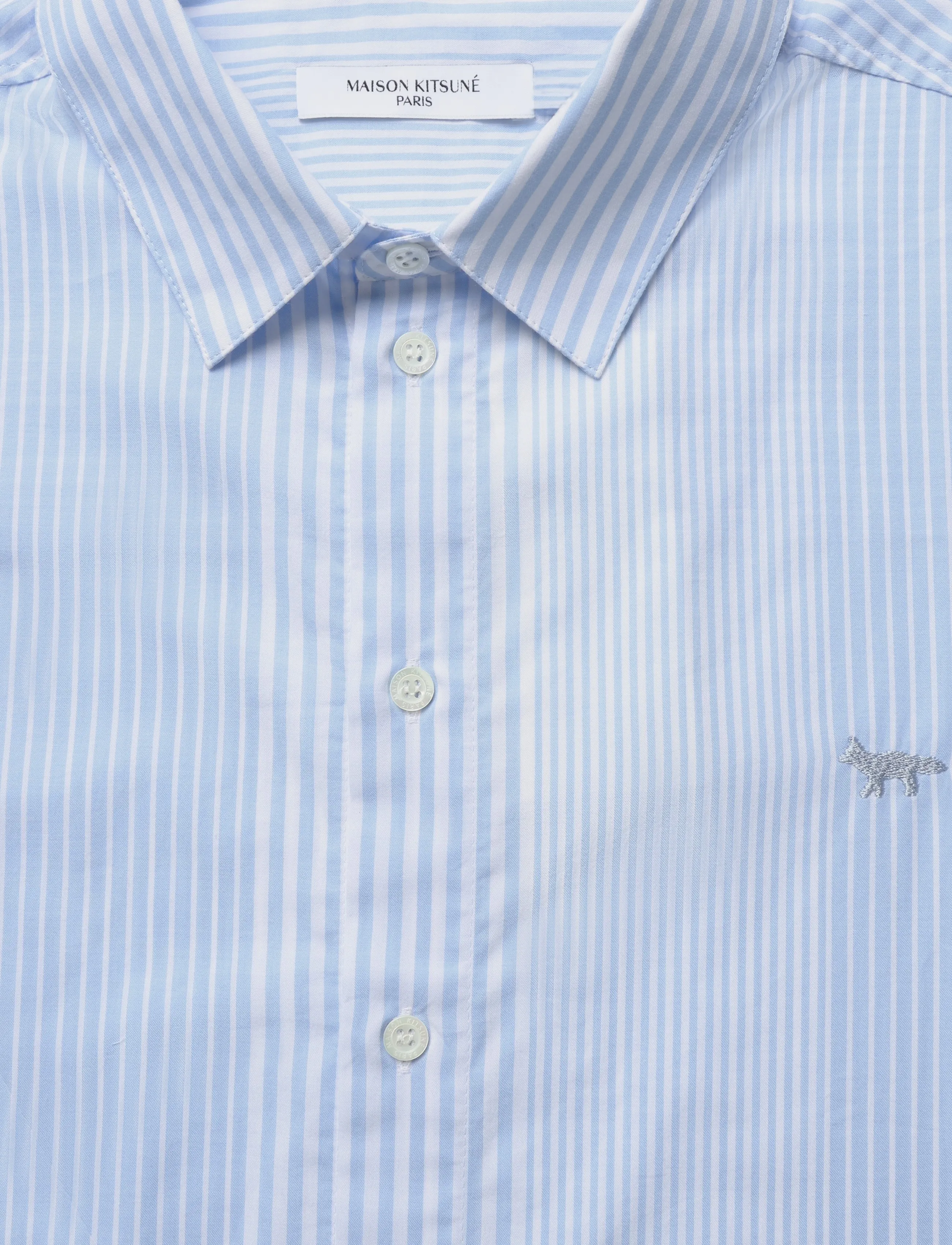 Maison Kitsune - OVERSIZED SHORT SLEEVE SHIRT - light blue stripes - 2