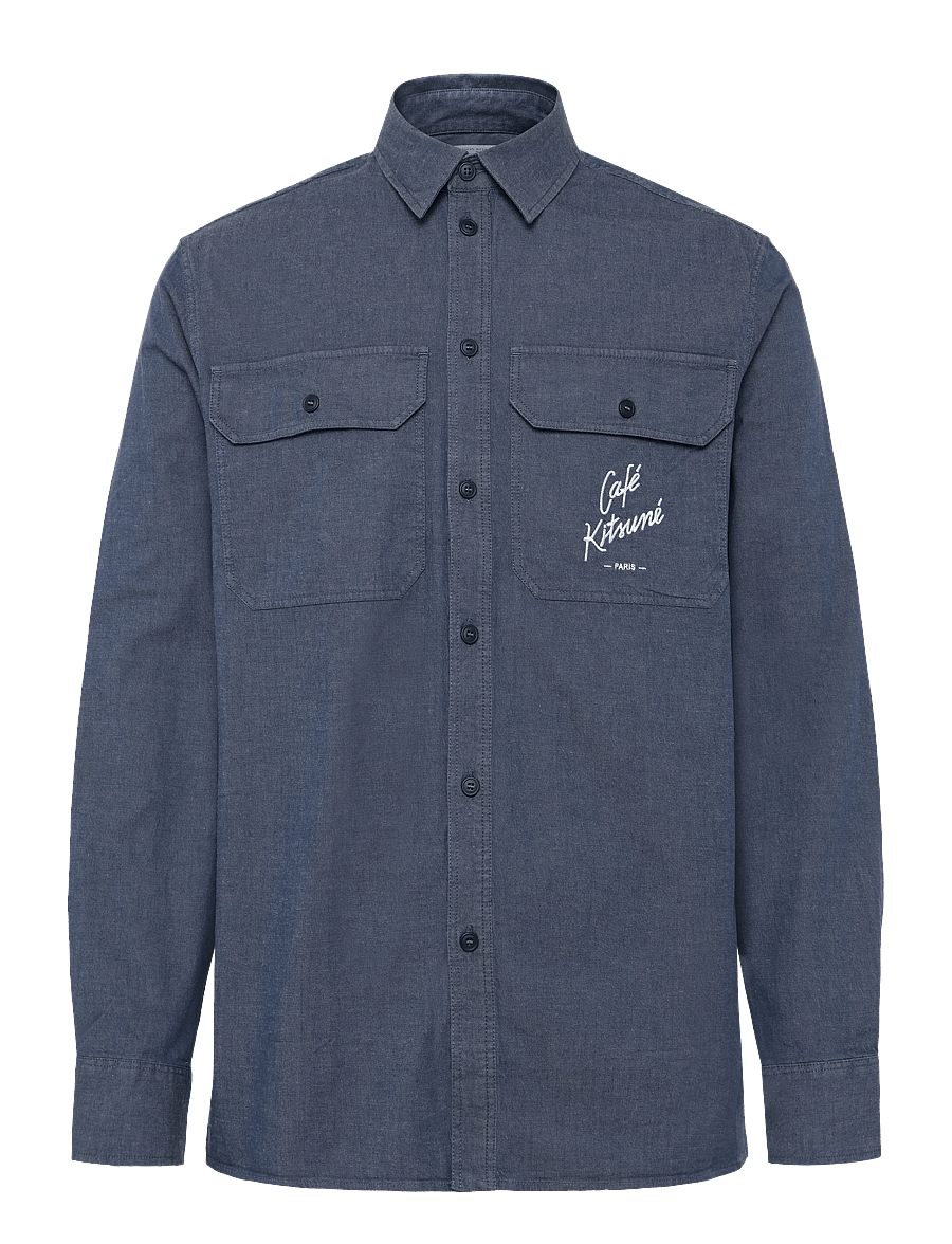 Maison Kitsune - CAFE CHAMBRAY SHIRT - denim shirts - navy - 0