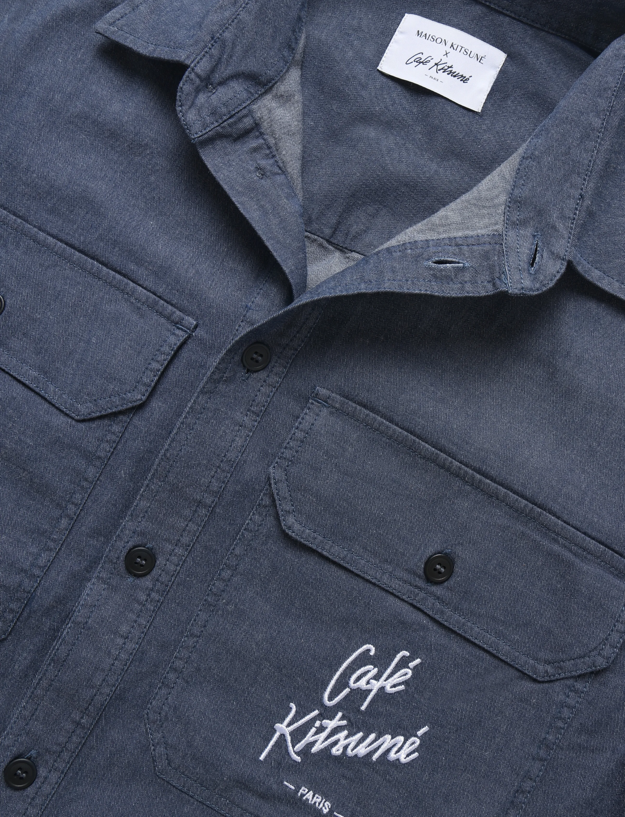 Maison Kitsune - CAFE CHAMBRAY SHIRT - navy - 2
