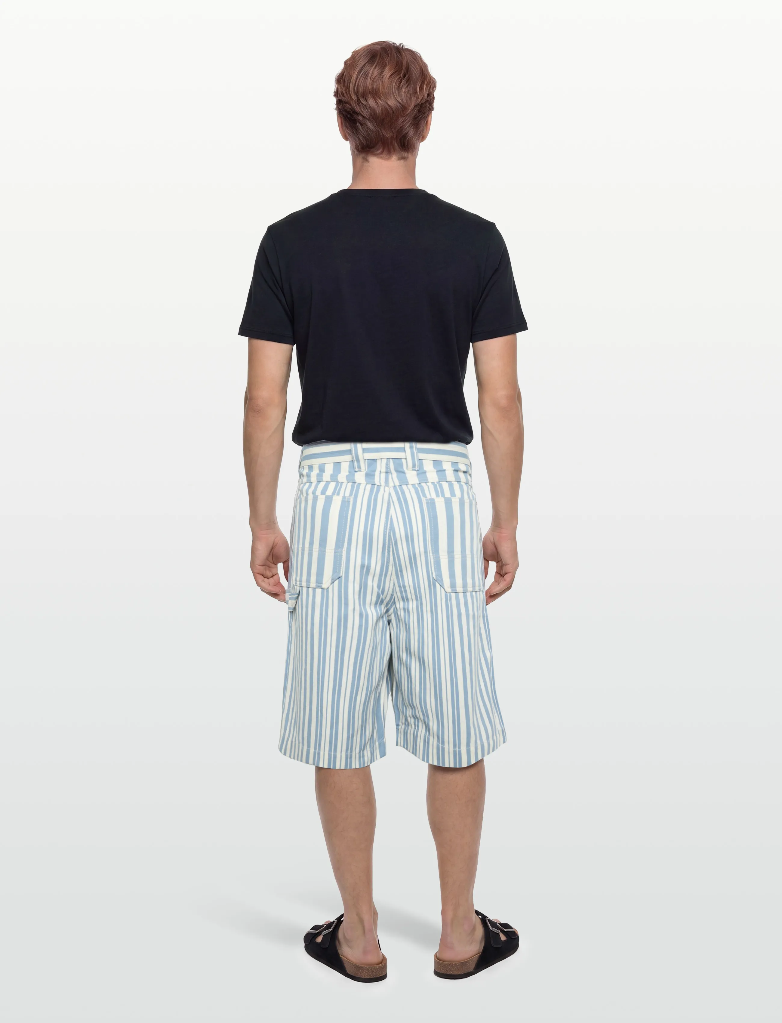 Maison Kitsune - OUTDOOR BERMUDA - cargo shorts - sky blue stripes - 4