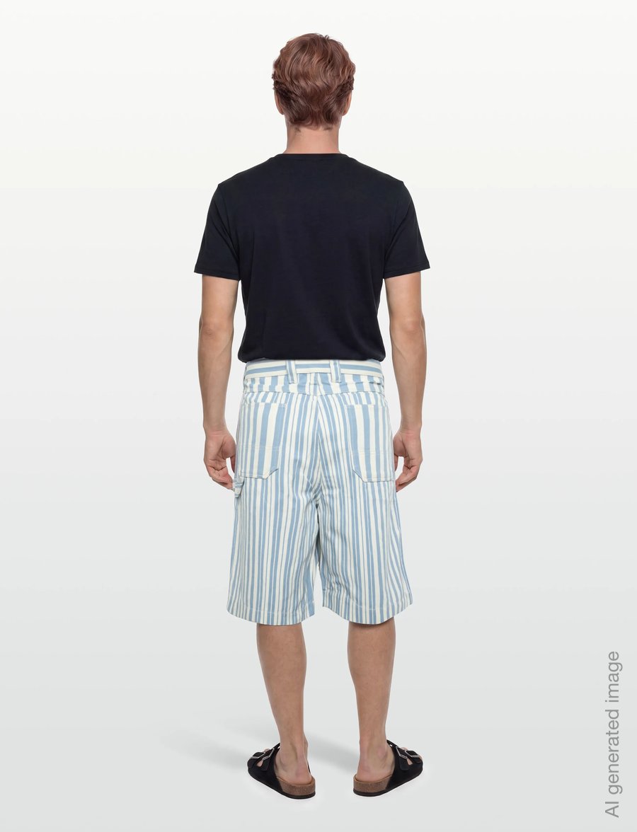 Maison Kitsune - OUTDOOR BERMUDA - cargo shorts - sky blue stripes - 4