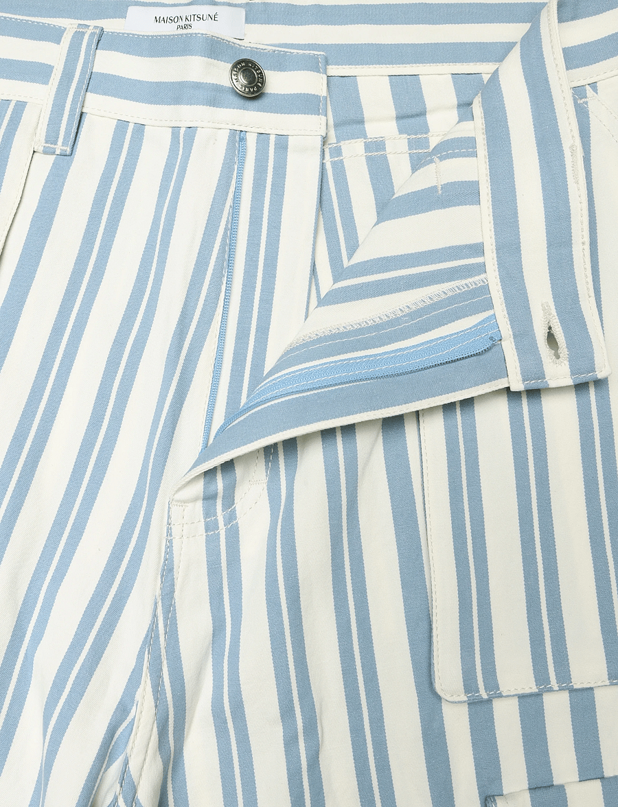 Maison Kitsune - OUTDOOR BERMUDA - cargo shorts - sky blue stripes - 4