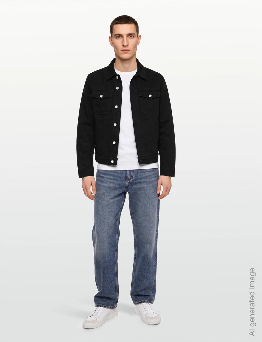 Maison Kitsune - CAFE TRUCKER JACKET - ofodrade jeansjackor - black - 0