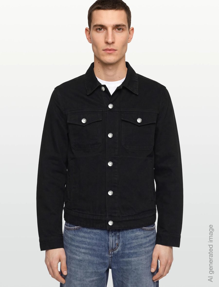 Maison Kitsune - CAFE TRUCKER JACKET - ofodrade jeansjackor - black - 3