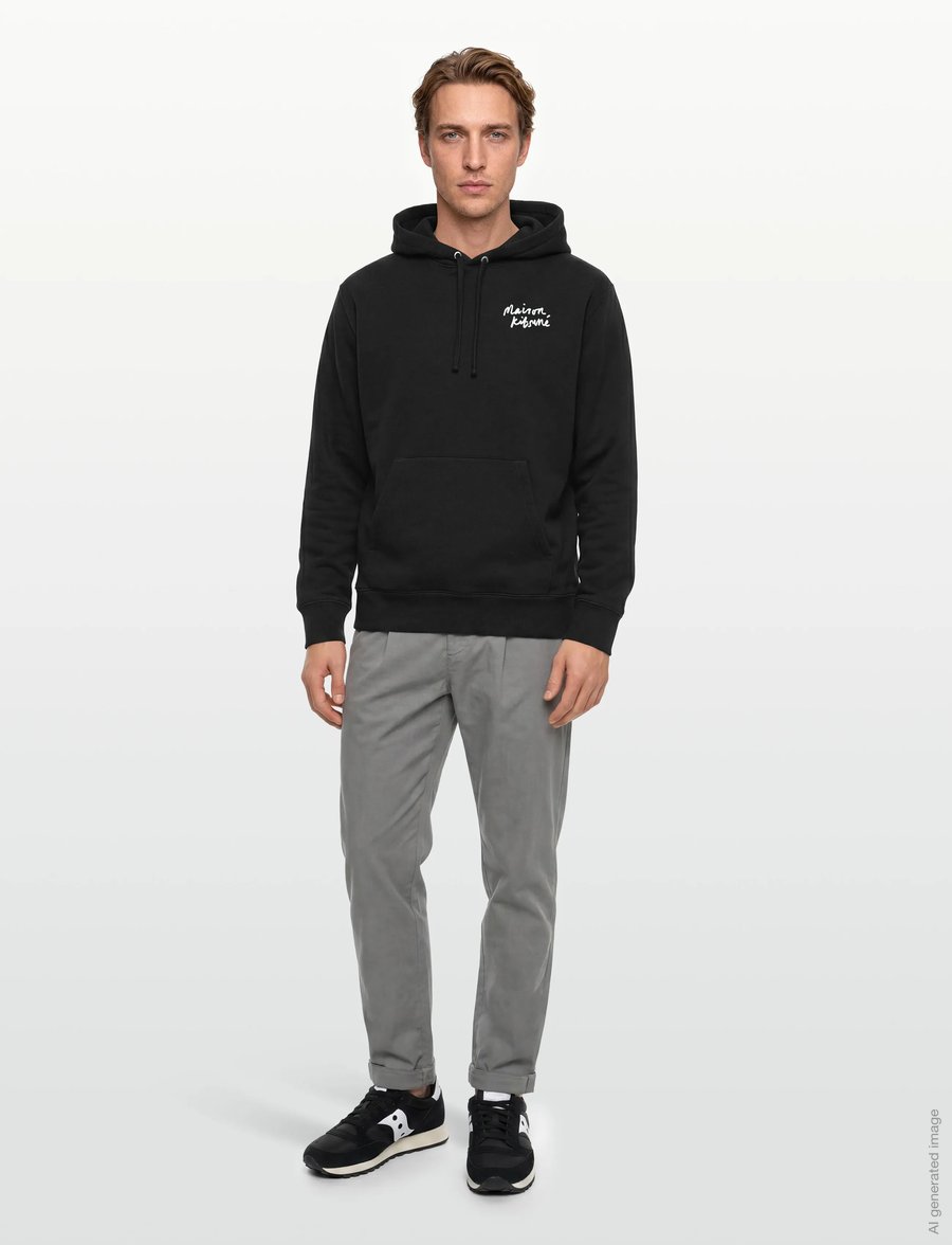 Maison Kitsune - MINI HANDWRITING RELAXED HOODIE - hoodies - black - 0