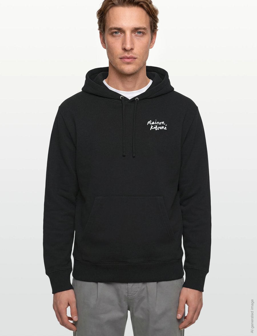 Maison Kitsune - MINI HANDWRITING RELAXED HOODIE - hoodies - black - 3