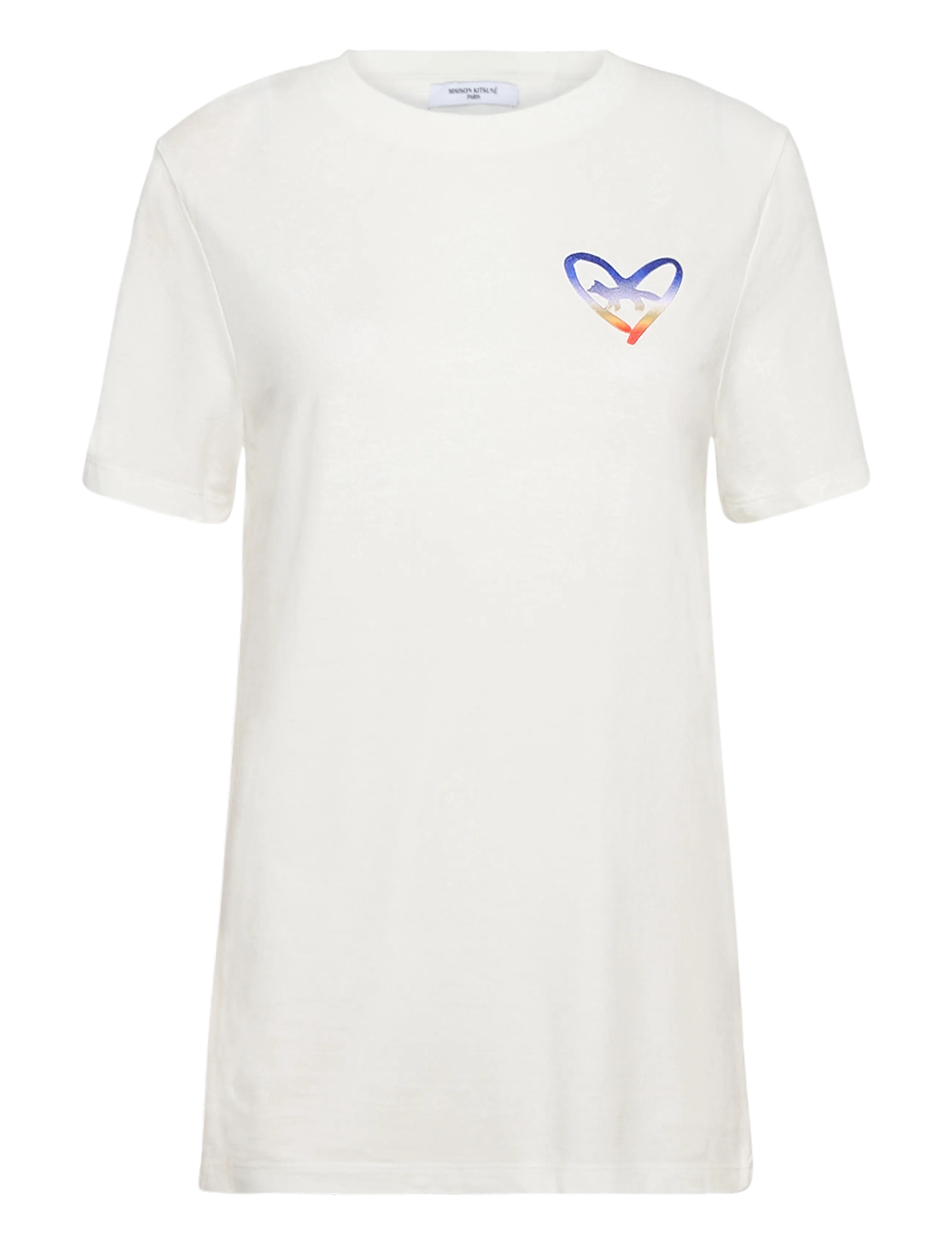 Maison Kitsune HEART EMBROIDERY RELAXED TEE-SHIRT - Kleidung - WHITE / white