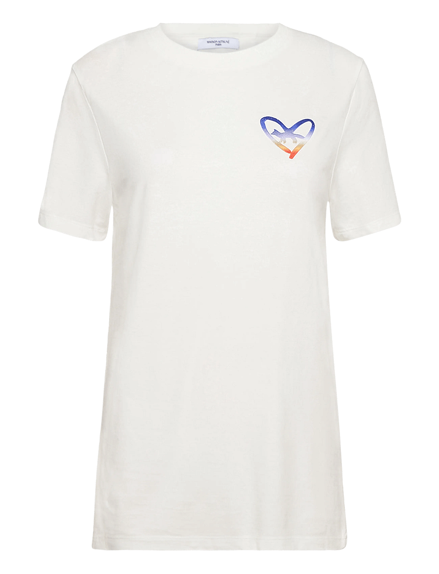 Maison Kitsune - HEART EMBROIDERY RELAXED TEE-SHIRT - t-shirts - white - 1
