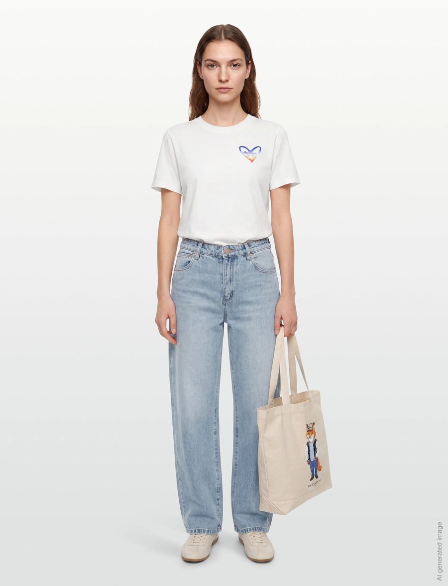 Maison Kitsune - HEART EMBROIDERY RELAXED TEE-SHIRT - t-shirts - white - 0